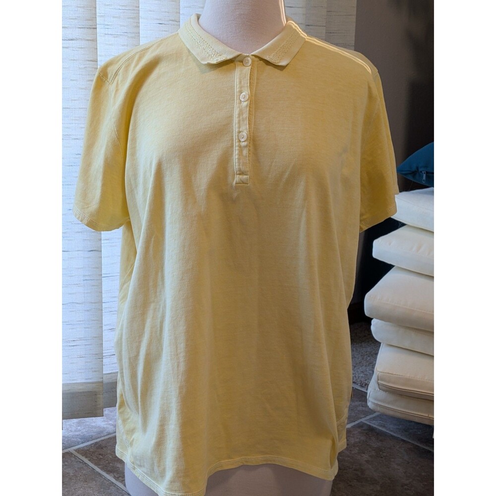 Vintage Woolrich 100% Cotton Women's Yellow Collared Tee Size XL
